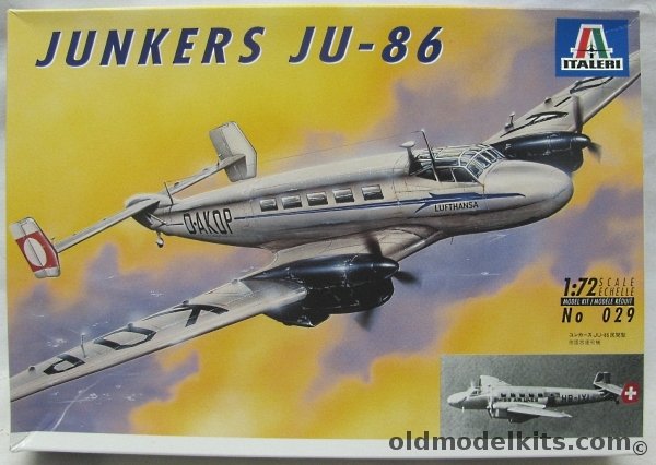 Italeri 1/72 Junkers JU-86 Civil Version - Lufthansa or Swissair, 029 plastic model kit